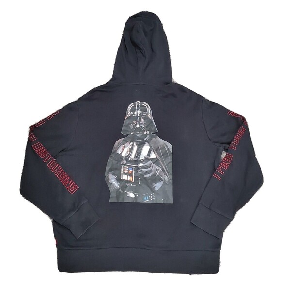 Star Wars Y2K Hoodie Black Size L Sweatshirt Pullover Darth Vader Goth Grunge - Picture 2 of 12